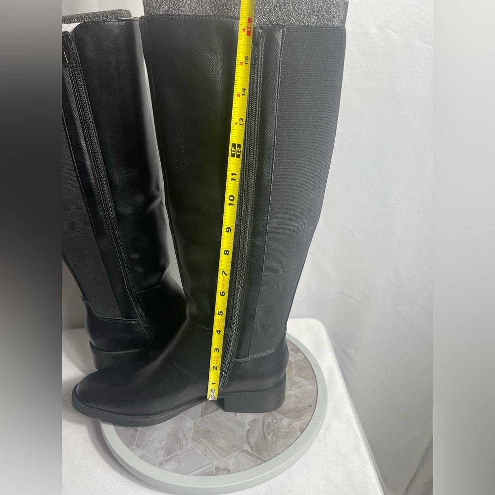 Style & Co Eloisee Tall Black Boots 8.5M Side Zip Block Heel Riding Look - Picture 10 of 10